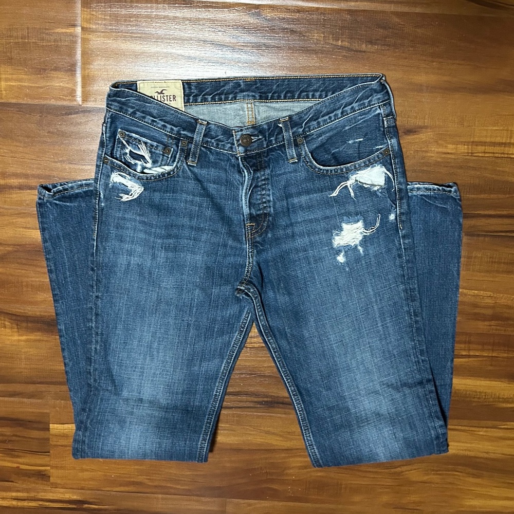 Hollister Men’s Jeans 34x34 Blue wash Distressed